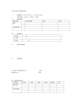 某公司年度绩效备忘