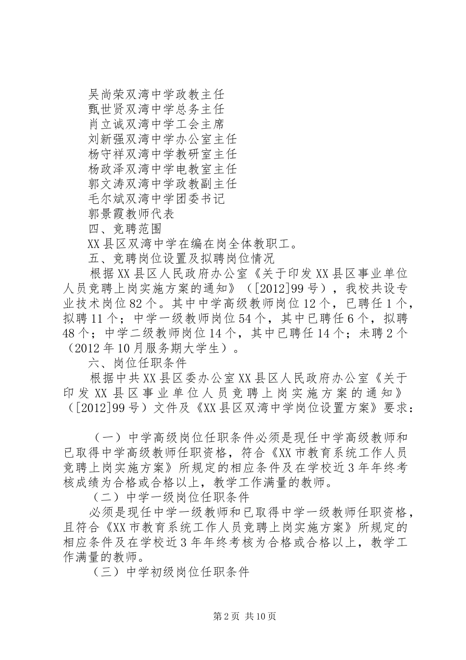 县管校用教职工竞聘上岗方案 _第2页