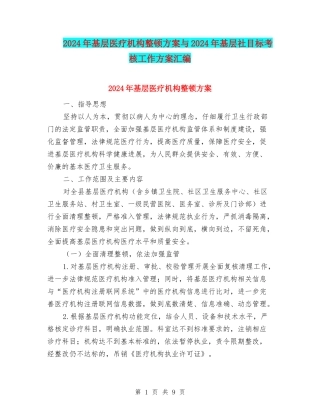 2024年基层医疗机构整顿方案与2024年基层社目标考核工作方案汇编