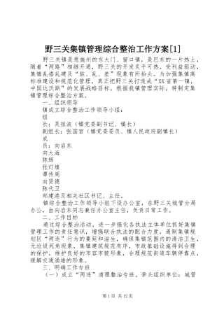 野三关集镇管理综合整治工作方案[1]