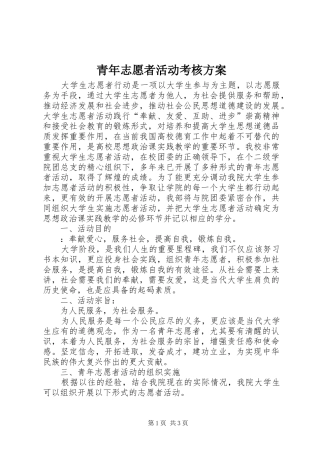 青年志愿者活动考核实施方案 