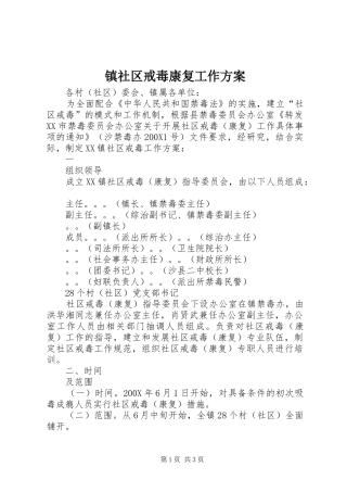镇社区戒毒康复工作实施方案 
