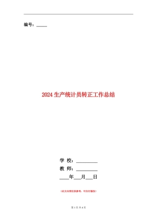 2024生产统计员转正工作总结