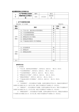 成品管理考核以及考核方法