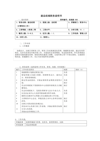 副总经理职务说明书