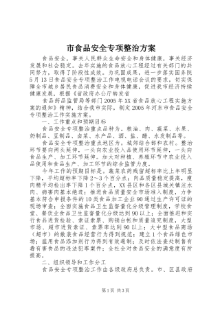 市食品安全专项整治方案
