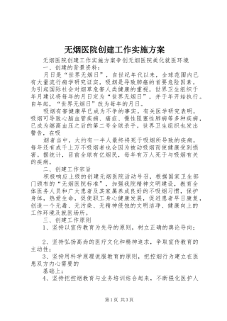 无烟医院创建工作方案 