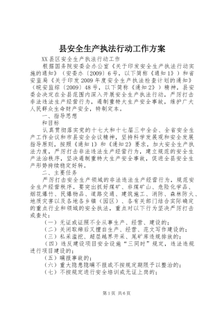 县安全生产执法行动工作实施方案 