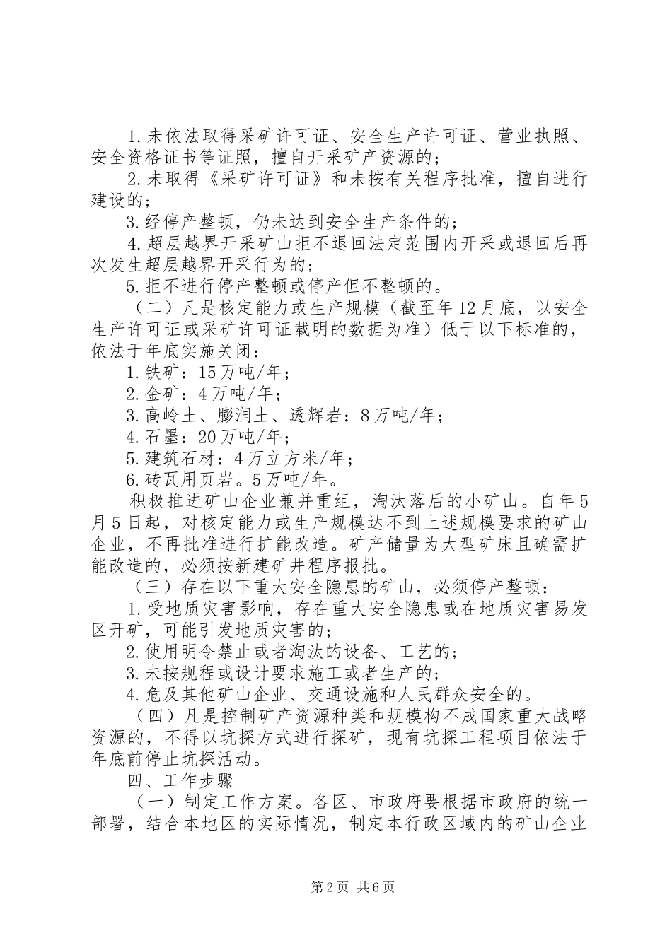 市政办矿山企业整顿关闭方案_第2页