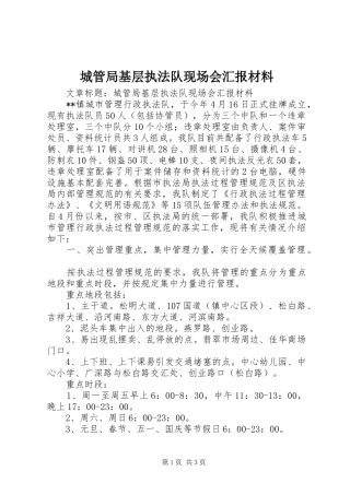 城管局基层执法队现场会汇报材料 