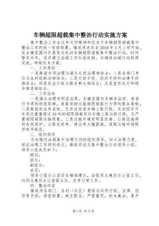 车辆超限超载集中整治行动方案 