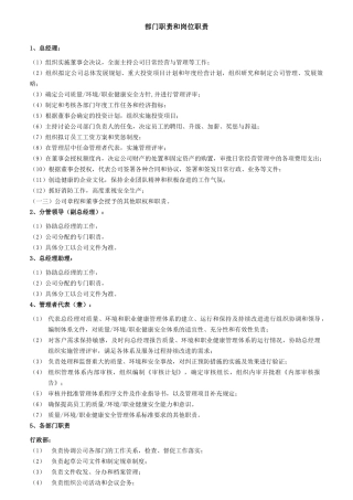 某公司部门职责和岗位职责汇编