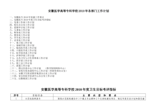 安徽医学高等专科学校X年各部门工作计划