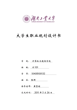 大学生职业规划设计书计101 张辉