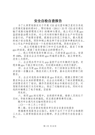 安全自检自查报告 