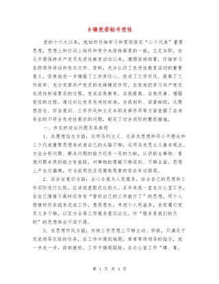 乡镇党委秘书党性