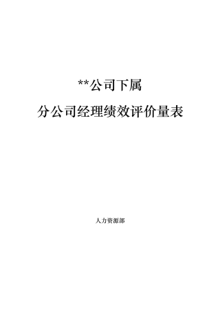 分公司总经理绩效评价量表