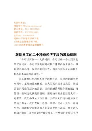 二十种非经济手段的激励机制