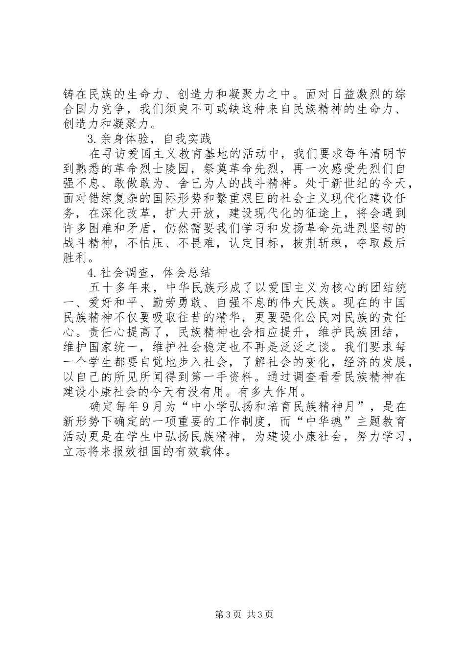 学校“民族精神”主题教育活动实施方案 _第3页