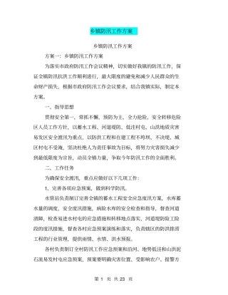 乡镇防汛工作方案