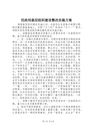 民政局基层组织建设整改方案 