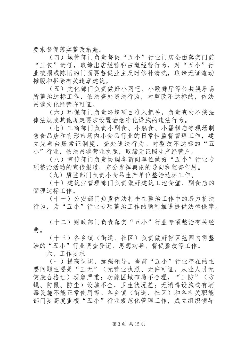 五小行业整治实施方案 _第3页