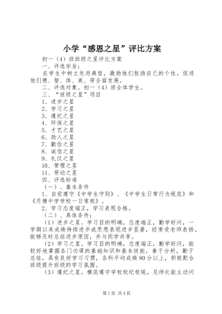 小学“感恩之星”评比实施方案 