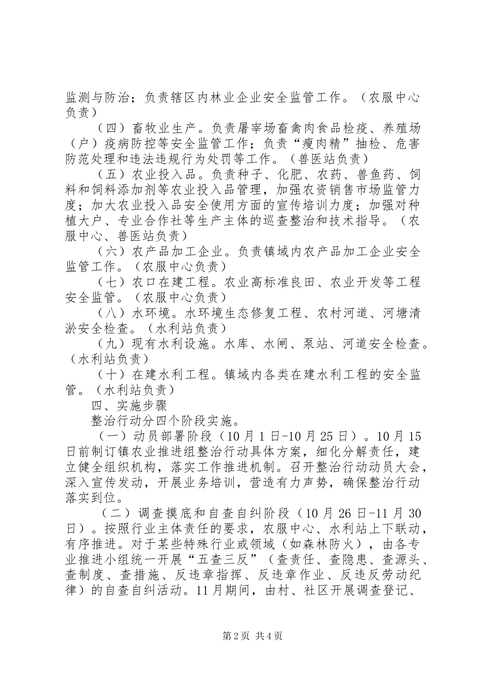 镇农业水利安全生产排查整治行动工作实施方案 _第2页