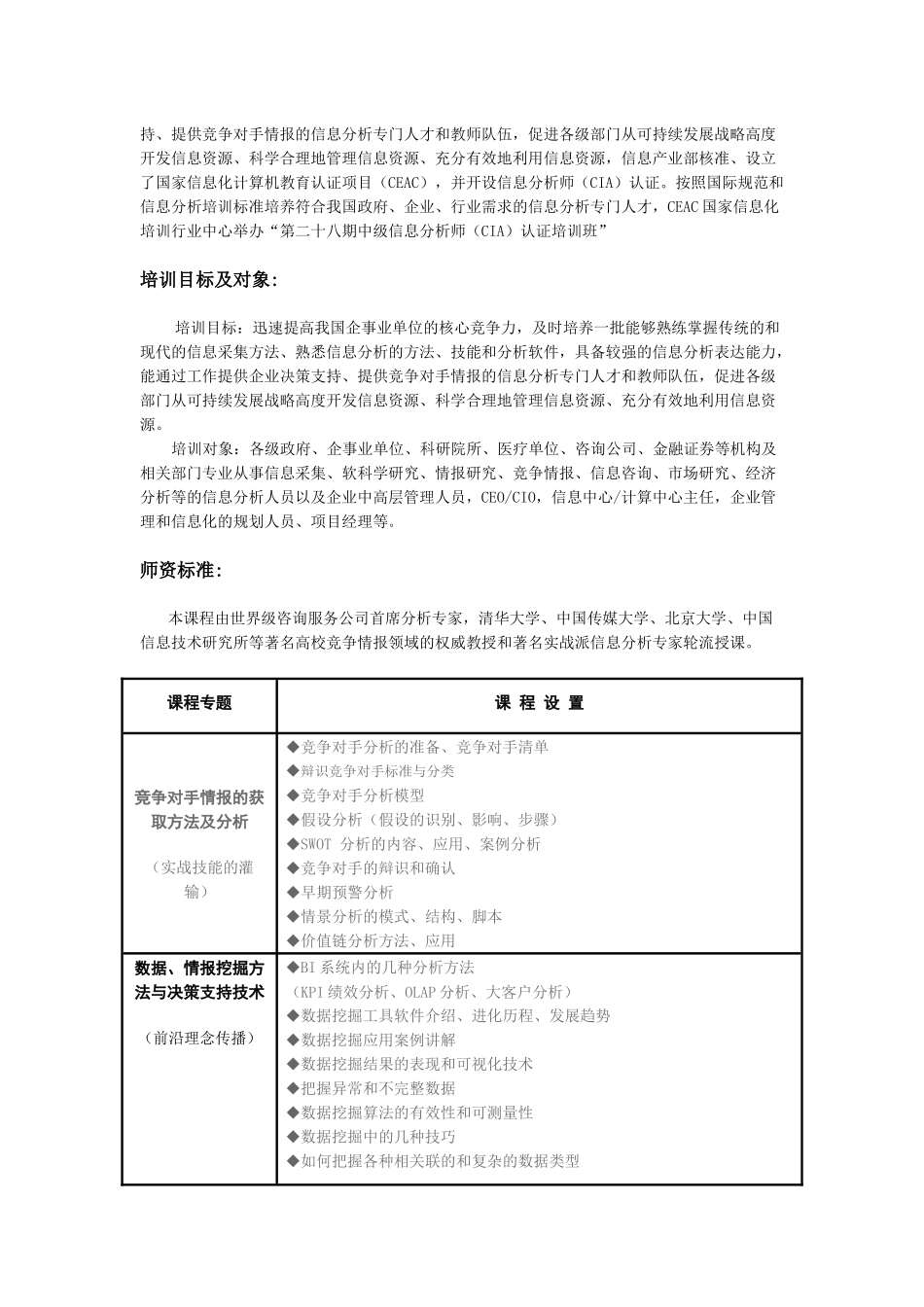 第二十八期中级信息分析师(CIA)认证培训开始报名_第2页