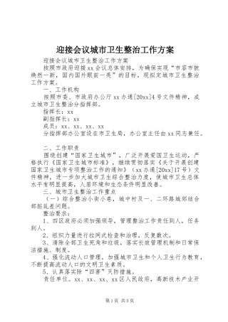 迎接会议城市卫生整治工作实施方案 