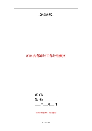 2024内部审计工作计划例文1