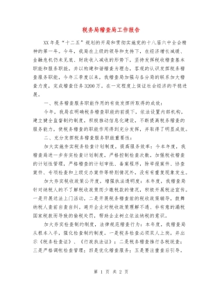 税务局稽查局工作报告