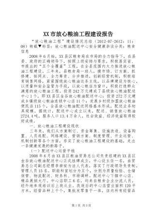 XX市放心粮油工程建设报告 