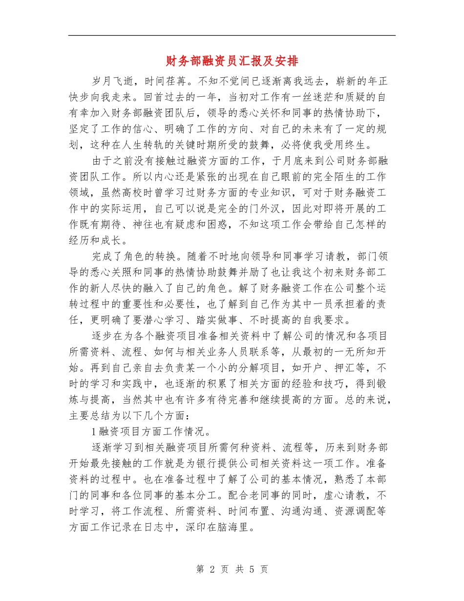 财务部融资员汇报及安排_第2页