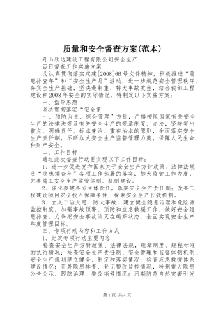 质量和安全督查实施方案(范本) 