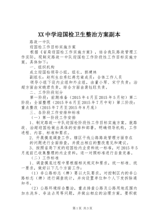 XX中学迎国检卫生整治实施方案副本 