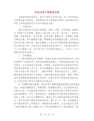 社区后备干部培养方案