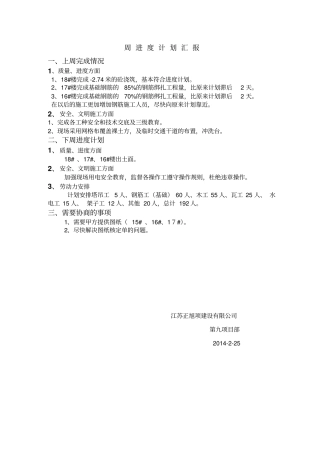 周进度计划汇报1