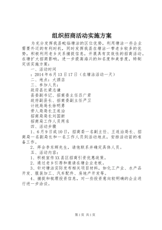 组织招商活动方案 