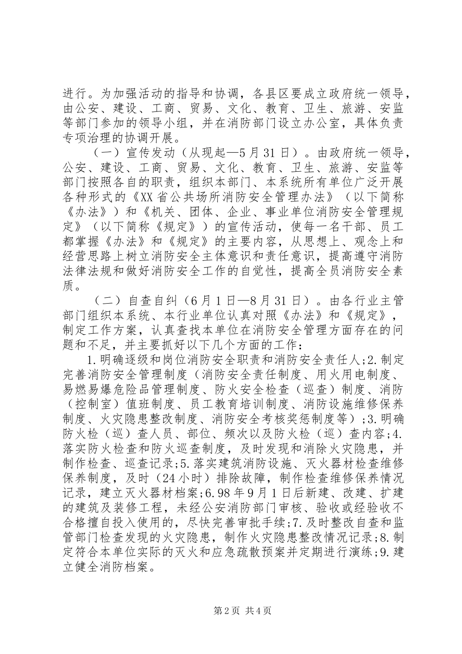 公众聚集场所消防安全专项治理方案 _第2页