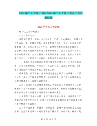 2024年个人工作计划与2024年个人工作计划及工作打算汇编