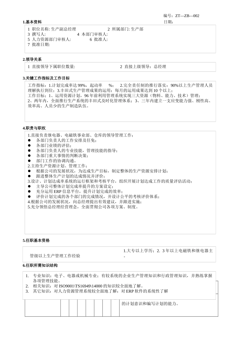 常务副总经理职位说明书_第1页