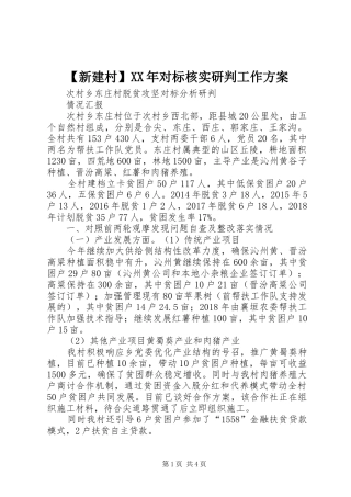【新建村】XX年对标核实研判工作实施方案 