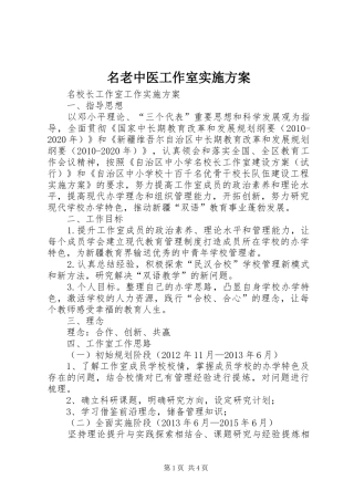 名老中医工作室方案 