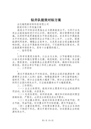 钻井队能效对标实施方案 