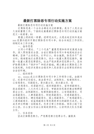 最新打黑除恶专项行动实施方案