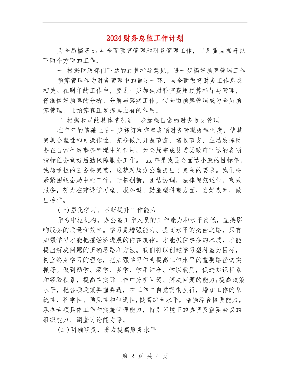 2024财务总监工作计划_第2页