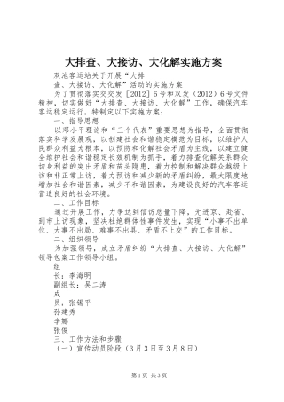 大排查、大接访、大化解方案 
