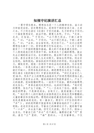 知规守纪演讲汇总
