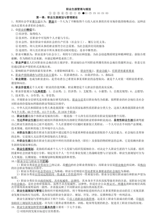 《职业生涯管理与规划》考试大纲知识点整理